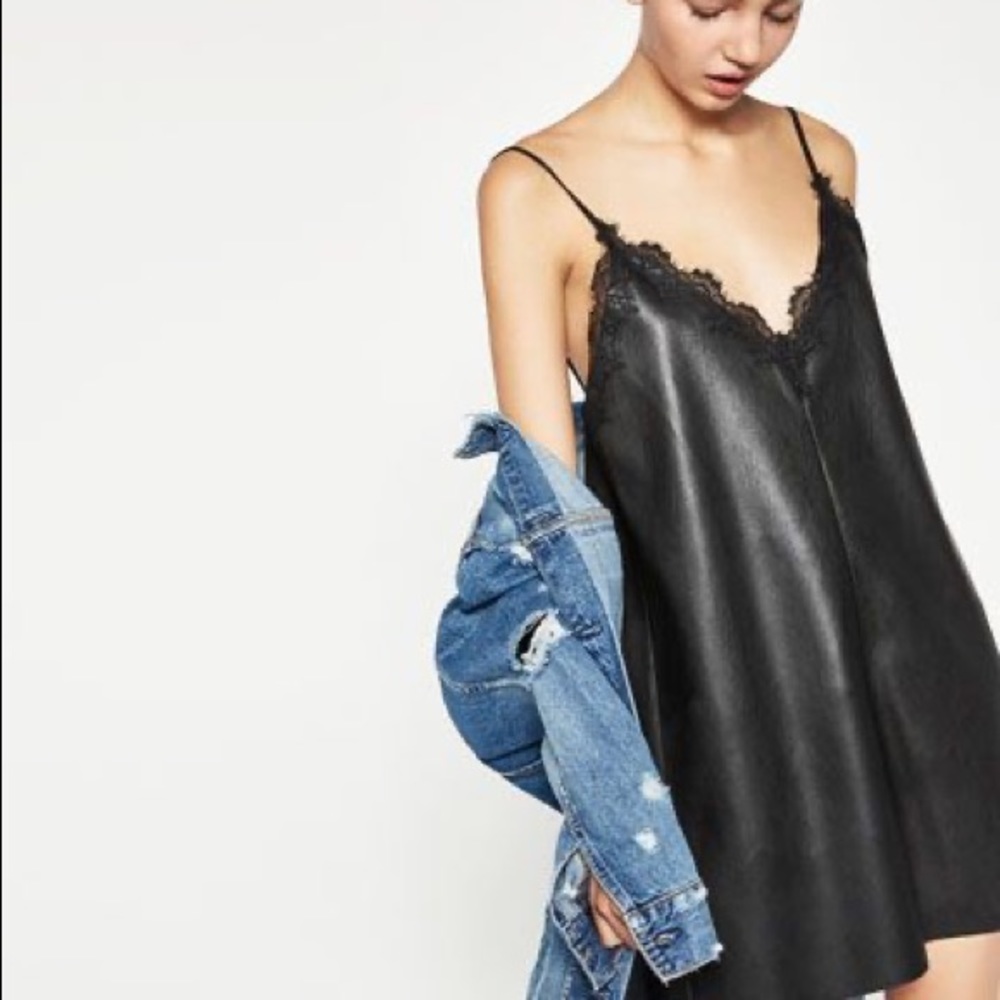 Zara black leather dress